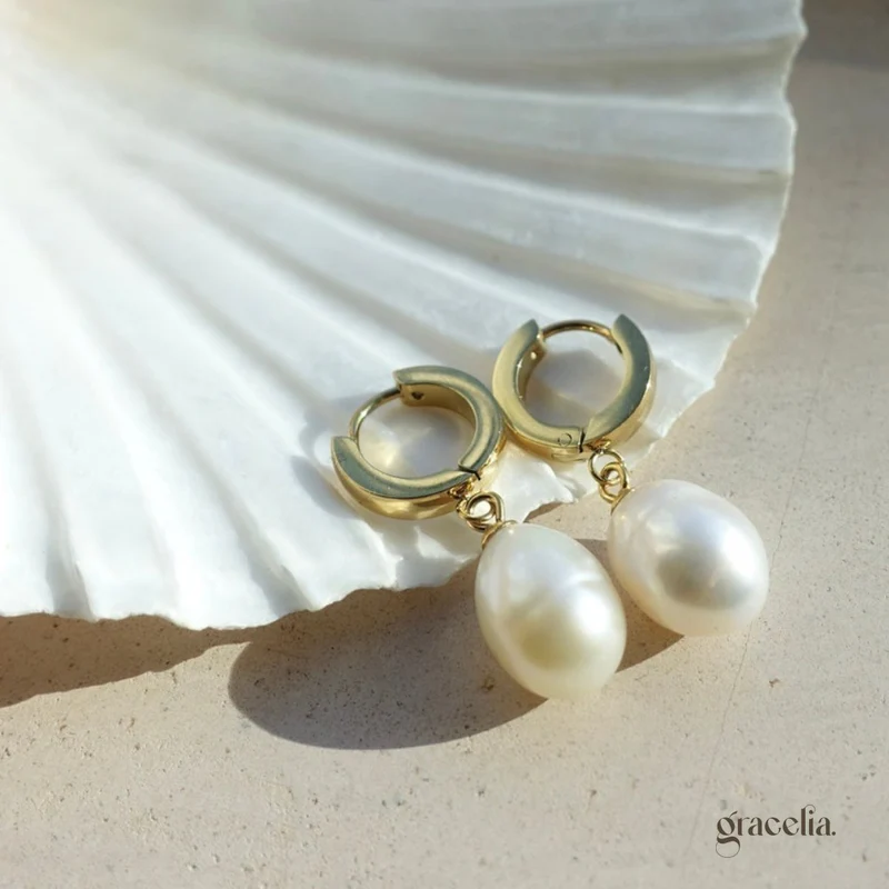 Freshwater Pearl Hoop Earrings: Shine Bright with Afterglow.